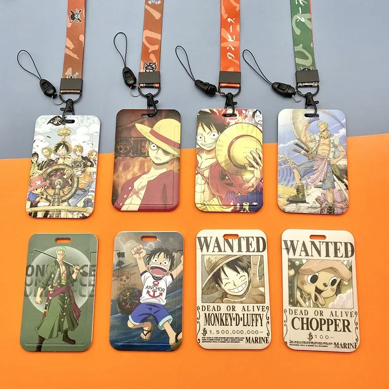 One Piece ID Card Holders Luffy Zero Anime Around with Lanyard Work Bus Cards Cases Cartoon Cute Cardholders Accessories Gift