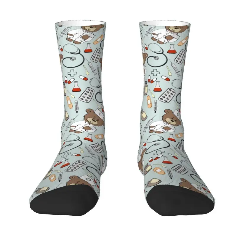 Calcetines de vestir de oso de bebé para hombre y mujer, medias cálidas y divertidas de dibujos animados para enfermería, novedad