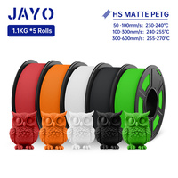 JAYO PETG 3D Filament 1.75MM High Speed PETG 3D Printer Filament 5Rolls High Flow Speedy Matte Effect 3D Printing Mateials