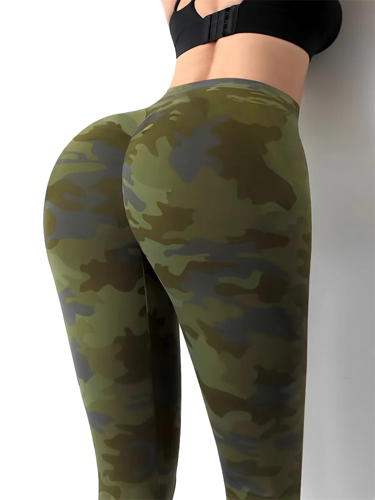 Women Plus Size Army Camouflage Soft Yoga Pants Workout Leggings 1X-2X-3X Military Print Leggings Summer Fitness Female Clothes