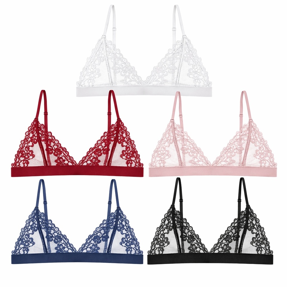  1 Pack Women's Lace Bralette, Sexy Thin Transparent Bra, Soft Breathable Lightweight Summer Intimate Lingerie Underwear 088 