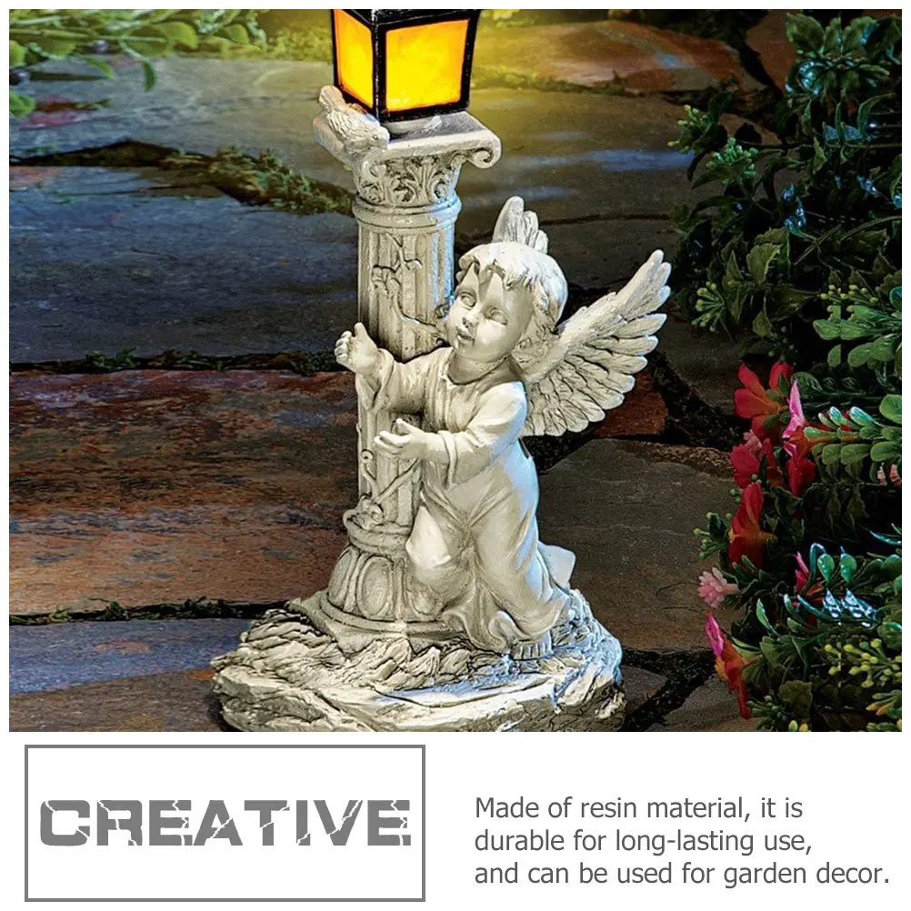 

1pcs Creative Roman Pillar Angel Solar Powered Resin Garden Decor Outdoor Lawn Statues Solar Light Resin Angel Pillar Ornament
