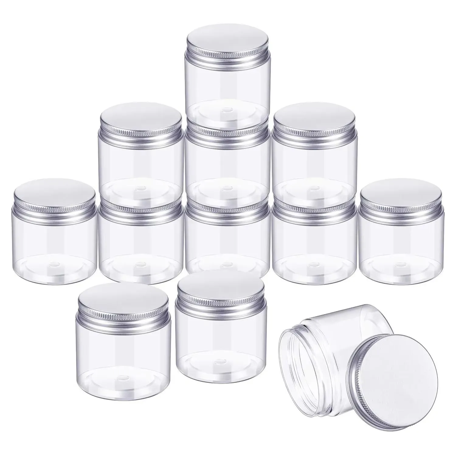 50 stks/set 20g 30g 50g 100g 120g 150g Plastic Pot met Deksels Schroef Tin Clear container Lege Cosmetische Crème Poeder Pot Make-up Doos