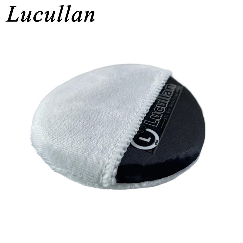 Lucullan Mini Pocket Microfiber Car Wax Polishing Sponge Super Fine White Suede Satin Coating Applicator