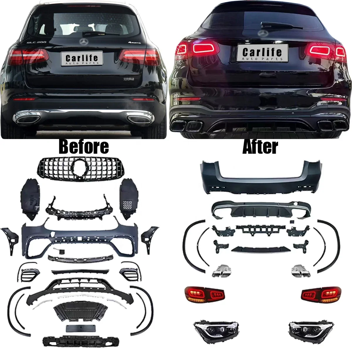 Car Body Kit For Mercedes Benz GLC X253 GLC200 GLC250 GLC300 2015 2016 2017 2018 2019 Upgrade 2022 GLC63 Model