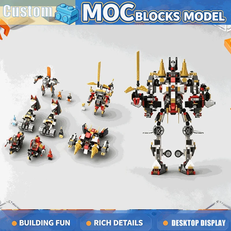 1135PCS Transforming Robot Mech Building Blocks Vehicle Combination Model With Articulated Joints DIY Assembly Display Gift Toy