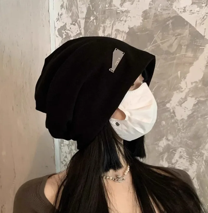 Gorro Baotou con circunferencia de cabeza grande para mujer, gorro apilable, moda de otoño e invierno, protección para los oídos, sombrero de confinamiento, sombrero para el frío