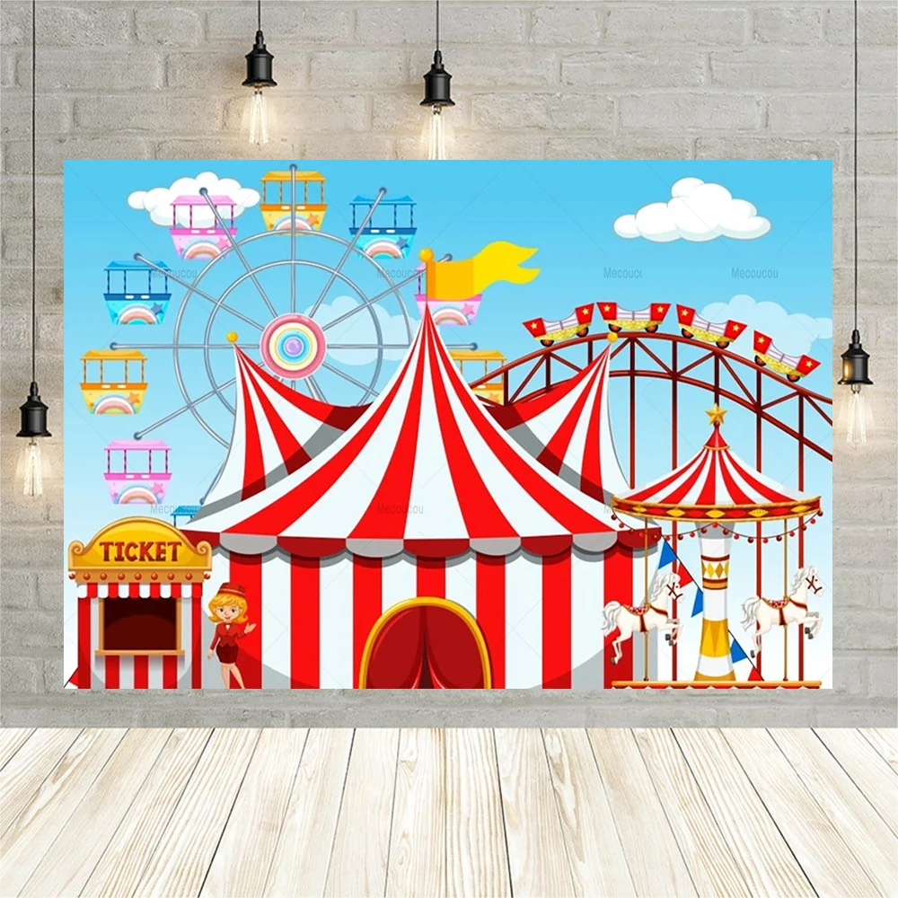 Circus Clown Theme Party Background Newborn Birthday Carnival Customized Photography Photo Balloon Ferris Wheel Decoration