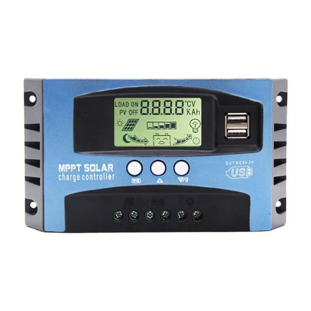 30/40/50/60A MPPT Solar Charge Controller Dual USB LCD Display DC 12V 24V Auto Solar Cell Panel Charger Regulator With Load