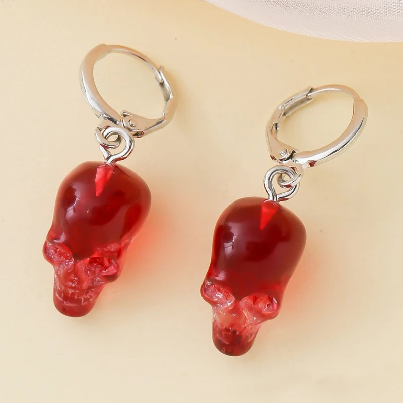 Goth Resin Skull Drop Earrings Grunge Rock Charms Earring for Women Punk Cool Accessories Goth Jewelry Geometric Grunge Earrings