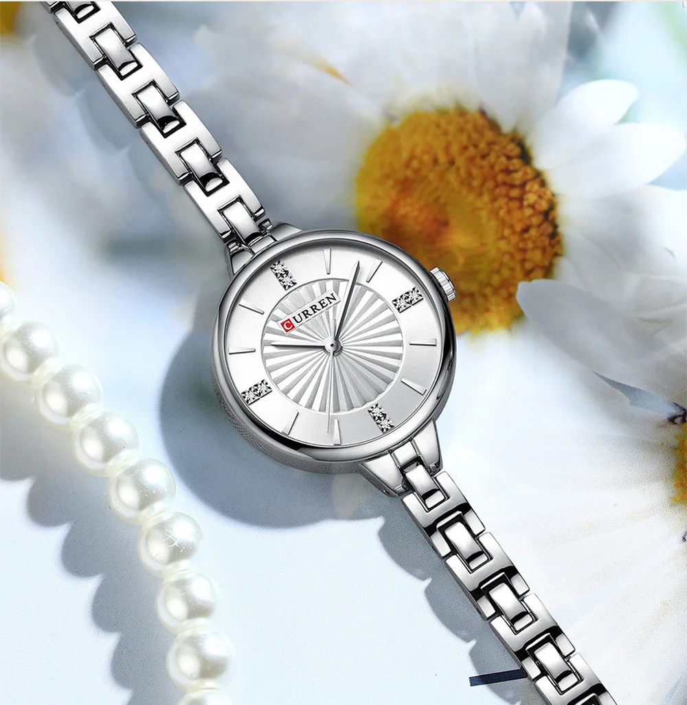 CURREN 9097 Top-Marke Damen-Quarzuhr, modisch, lässig, Gold, Silber, wasserdicht, Edelstahlarmband, elegante Damenuhr – Detail 13