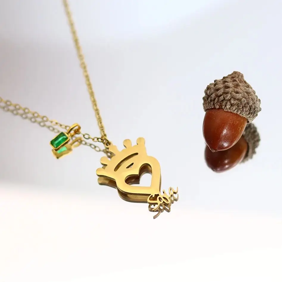 

Chandler Custom Name Crown Heart Necklace Stainless Steel Gold Color Personalized Birthday Gift For Women Jewelry