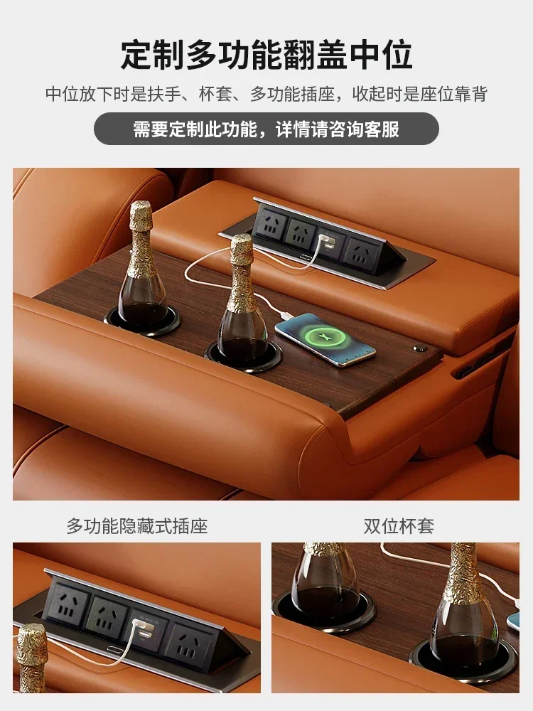 وظيفة أريكة المسرح المنزلي، مجموعة كهربائية للفيلا الخاصة الراقية وغرفة فيديو لقاعة التلفزيون، أصفر صغير #3