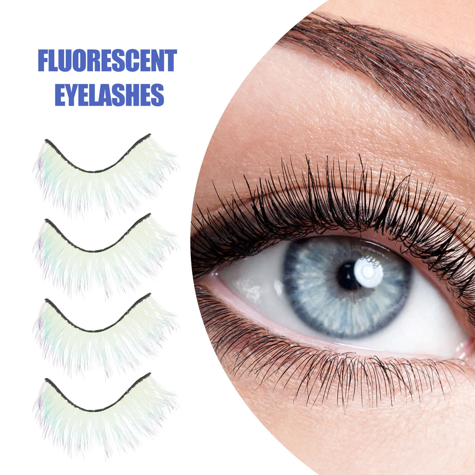 

5Pairs Colored Fluorescent False Eyelashes Extensions Women Natural Look Makeup for Vacation Party Individual Lash Extensions