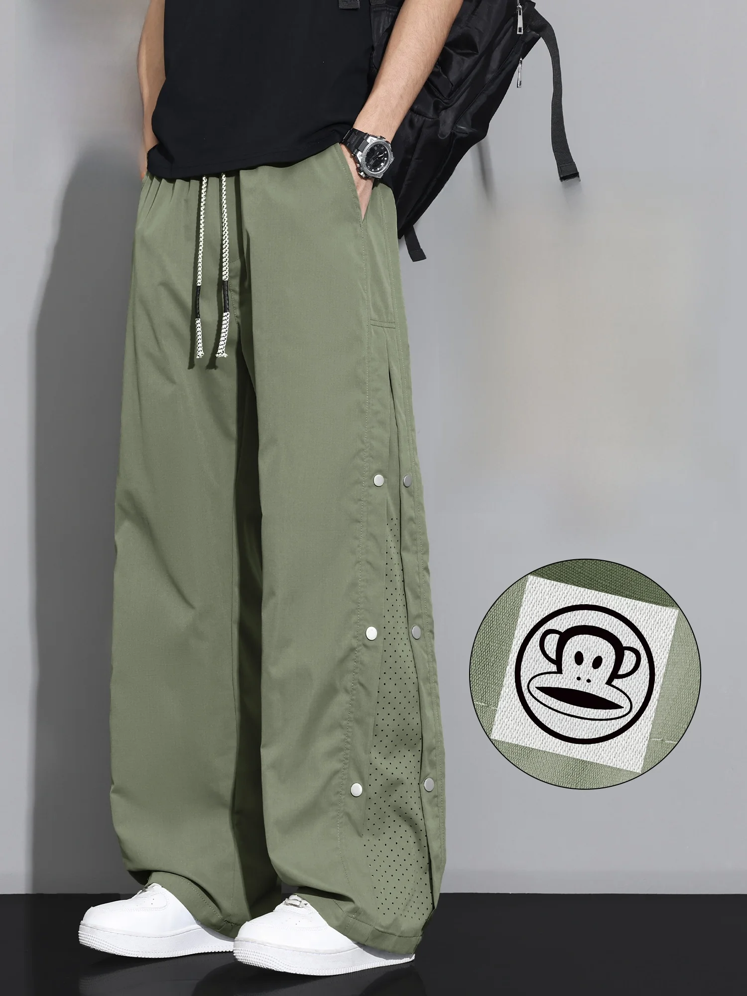 

PaulFrank een Work Pants Men Summer Thin Me Button Design Casual Straight Leg Trousers Comfortable Straight Fit Jeans