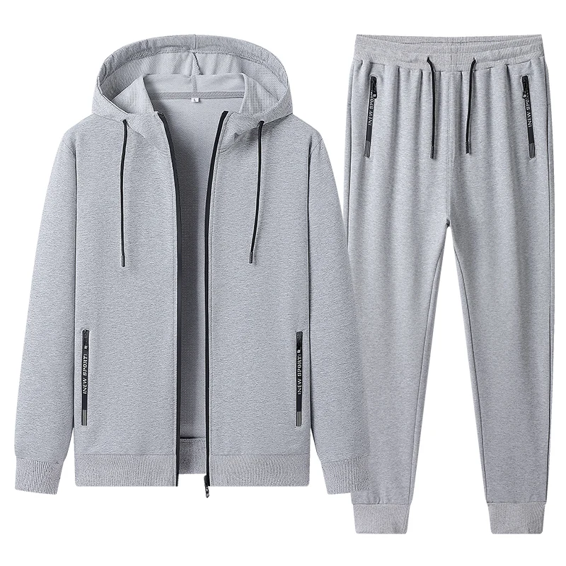 Men Sets 2024 New Winter Autumn Men\'s Casual Clothing Solid Color Hoodie 2 Piece Set Zipper Sweatshirt Sweatpants Tracksuits