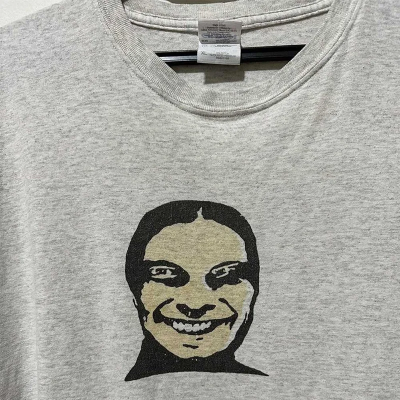 Men\'s T-Shirt Aphex Twin Graphic Cotton Tops Oversized Harajuku Summer Tees Korean Fashion Short Sleeves Y2k Streetwear Clothing