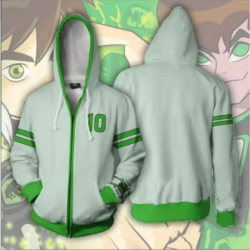 Anime Ben10 Alien Force 3D Print Zip Up Women/Men Hoodie Sweatshirt Ben Tennyson 10 Cosplay Zipper Hooded Jacket Outerwear