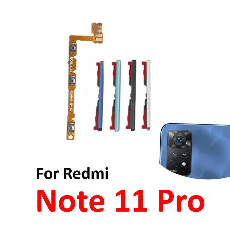 For Xiaomi Redmi Note 11 Pro 4G 5G Phone Volume Button Up Down External Key Internal On Off Flex Cable Ribbon Replacement Parts