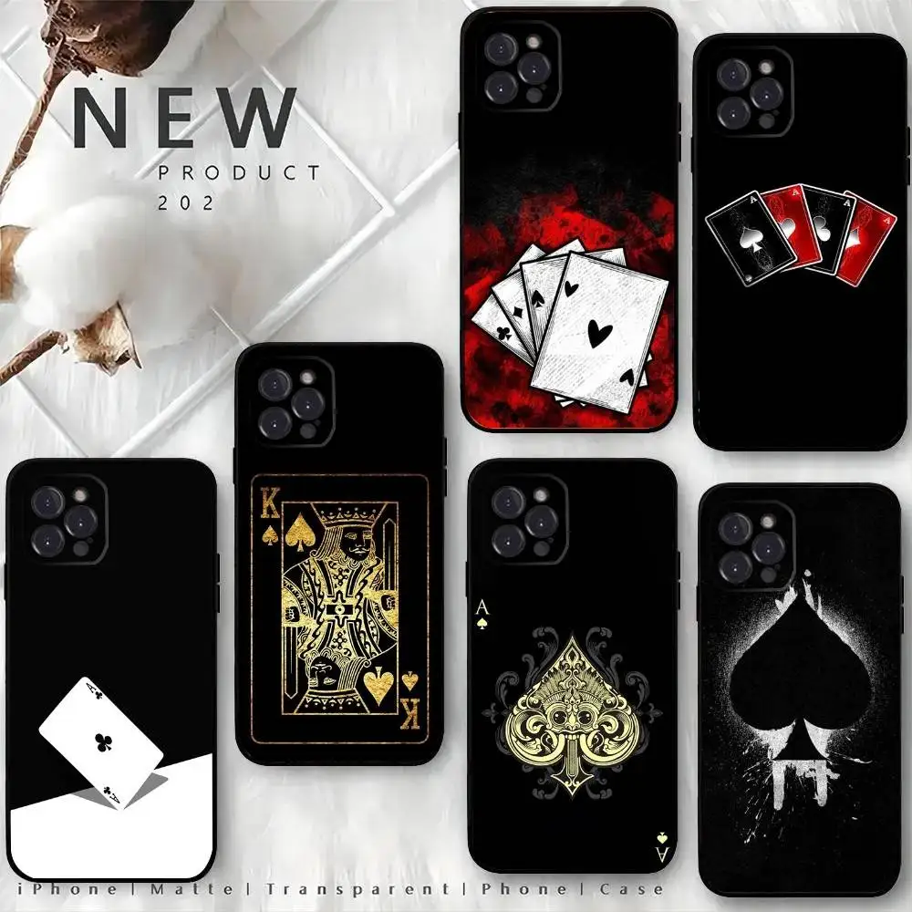 

Playing Cards Phone Case For iPhone 16,15,14,13,12 Mini 11 Pro XR,X,XS,MAX 7,8 Plus Silicone Cover Soft Black