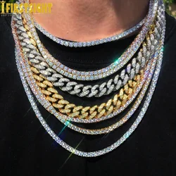 New Hip Hop Iced Out Bling Cubic Zirconia 5mm Tennis Chain Necklace Gold Silver Color 5A CZ Choker Fashion Men Women Jewelry