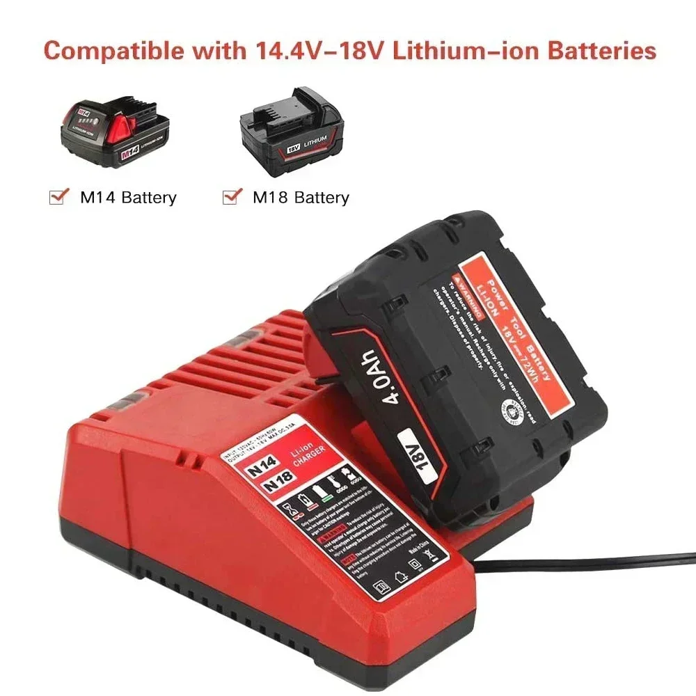 

Replacement Li-ion Battery Charger Voltage Charger for Milwaukee M18 14.4V-18V 48-11-1850 48-11-1840 48-11-1815 48-11-1828
