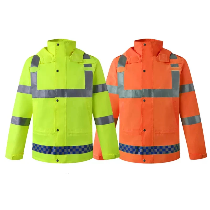 

Reflective Rain Jacket Men Waterproof High Visibility Raincoat for Motorcycle Hi Vis Outdoor Workwear Men Jacket Rainproof