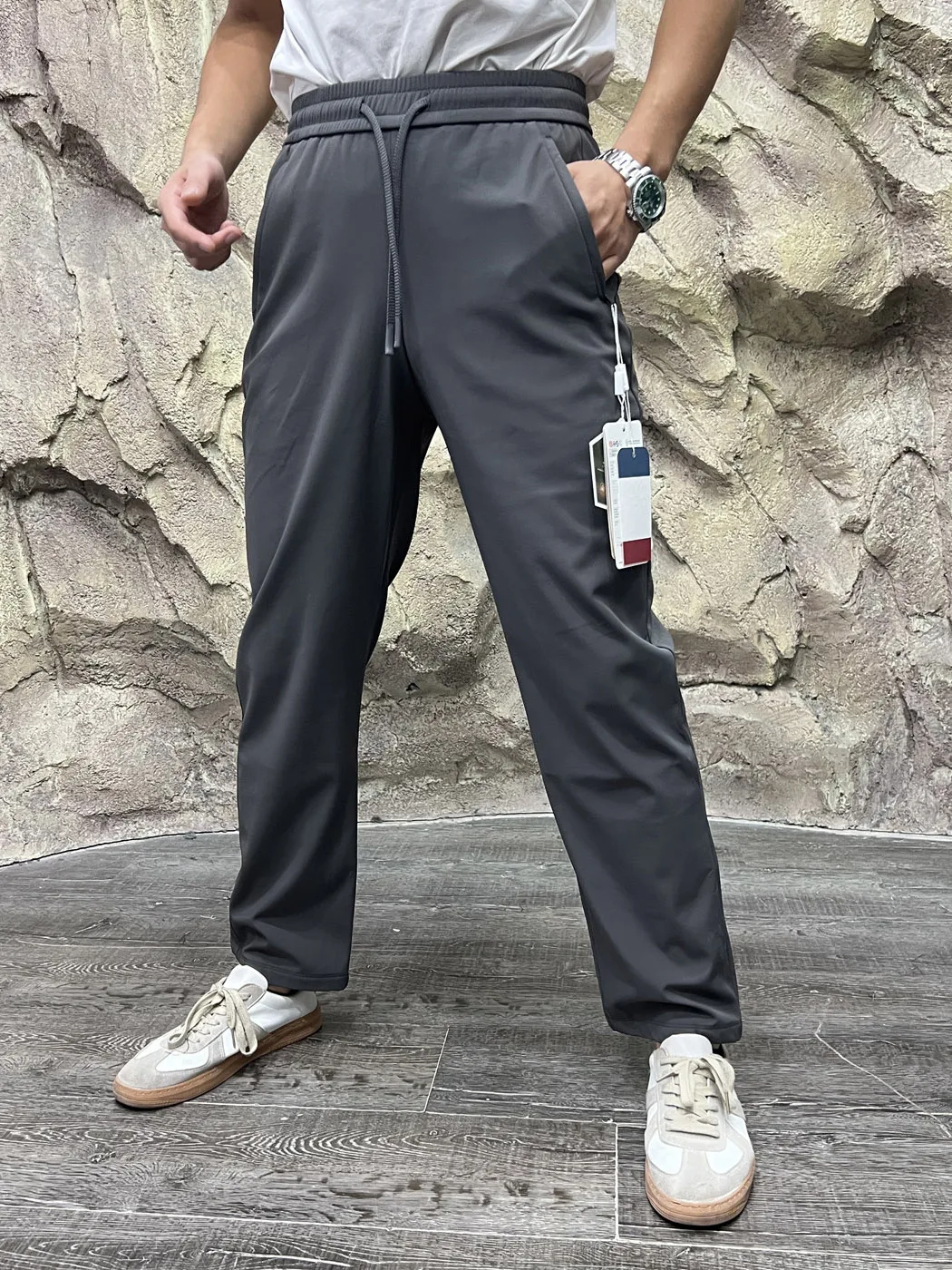 Outdoor Large Elastic Waist Straight Leg Sports Casual Pants Wool Silk Blend High Elasticity Versatile Autumn Leisure Trousers