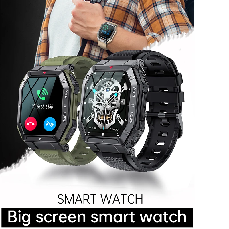 

2023 NEW Military Smart Watch Men Bluetooth Smartwatch For Men Health Monitor Waterproof Watch For Android IOS Custom Dial Best