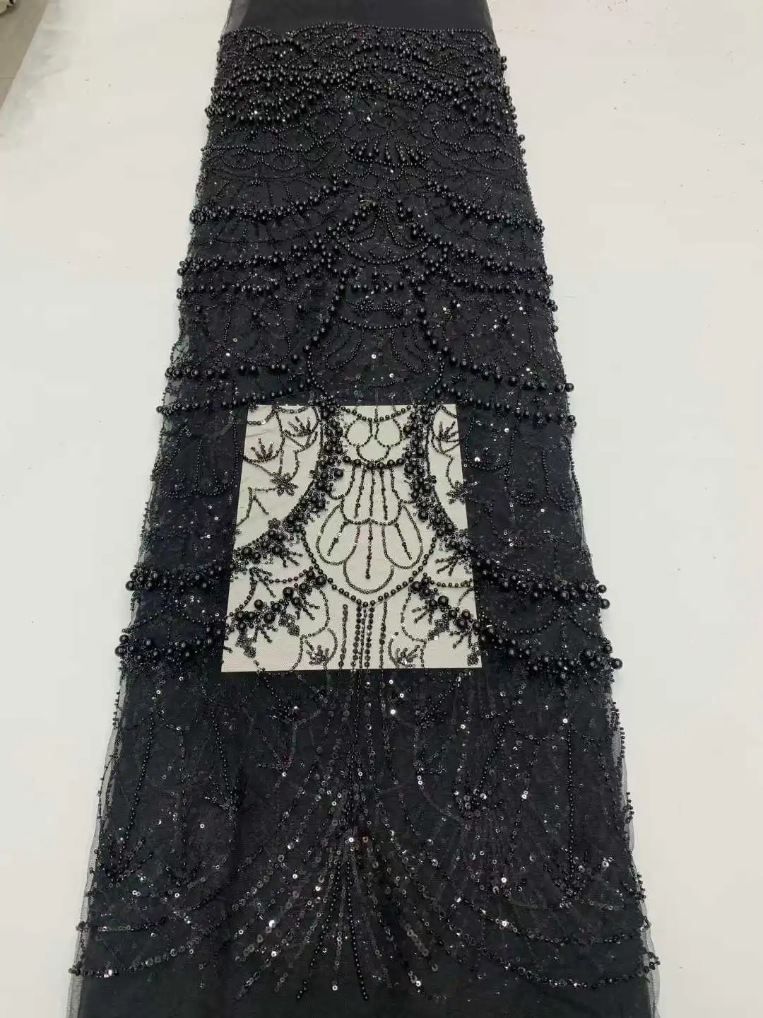 

Luxury French Embroidery Heavy Groom Beads Lace Fabric Withs Sequins 5 Yards High Quality Materiel for Party Dresses