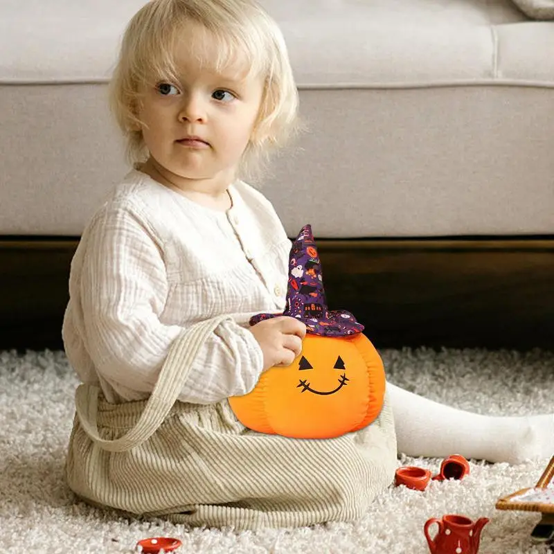 Muñeco de peluche de calabaza para Halloween, sombrero de mago de terror, almohada de felpa de calabaza, juguetes de peluche suaves, regalos de cumpleaños para niños, decoraciones navideñas