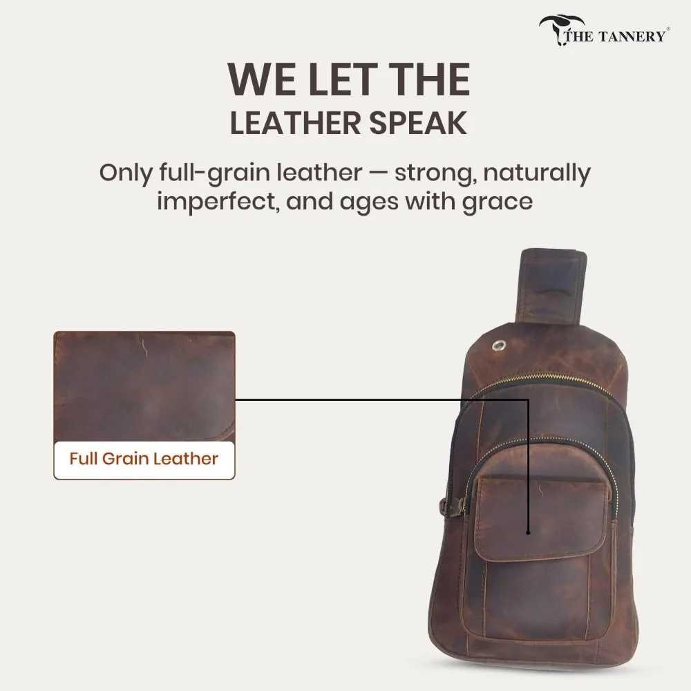 حقيبة ظهر كروس من جلد الجاموس للسفر والمشي لمسافات طويلة مع حزام كتف قابل للتعديل، حقيبة صدر متعددة الأغراض للاستخدام في الهواء الطلق