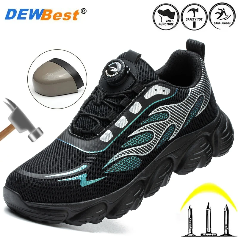 

Four seasons new rotating button steel head anti-smash safety shoes work site factory Kevlar soles anti-puncture work shoes