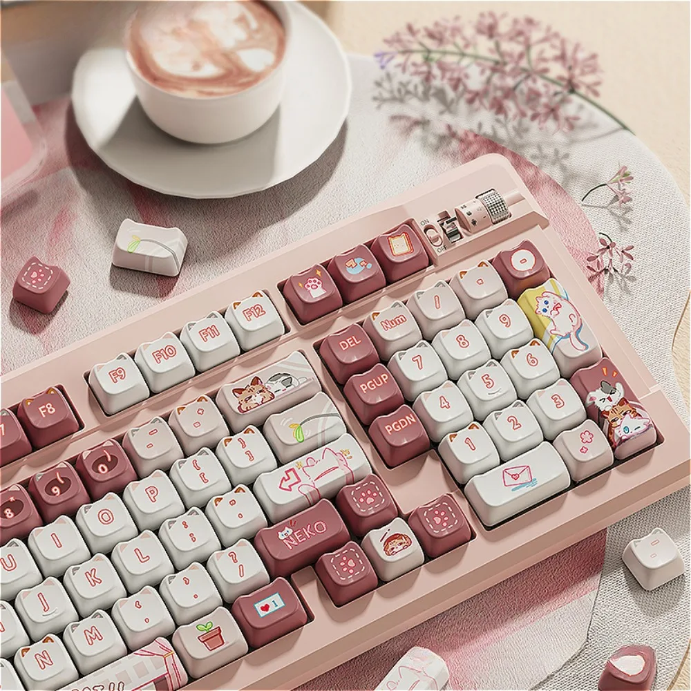 Small full set of MAO cat PBT keycaps, suitable for game mechanical keyboard MX switch, hot sublimation