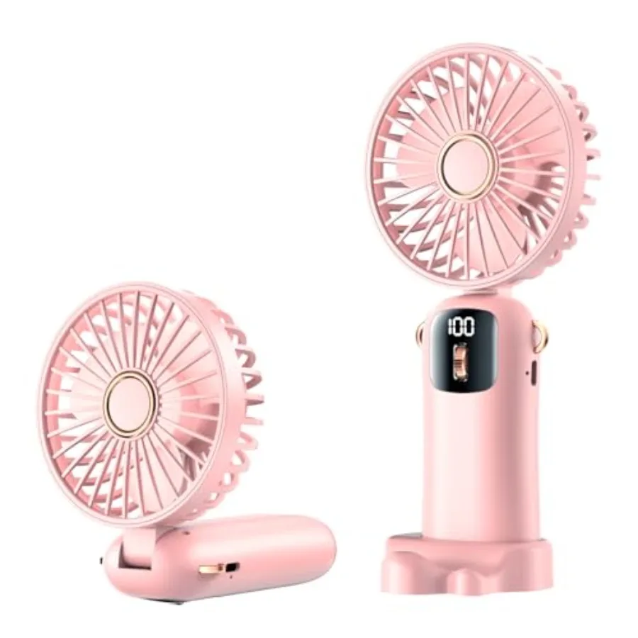 

Portable Handheld Fan, Mini Handheld USB Rechargeable, 1-100 speeds free adjustment of wind speed with LED Display Lanyard and