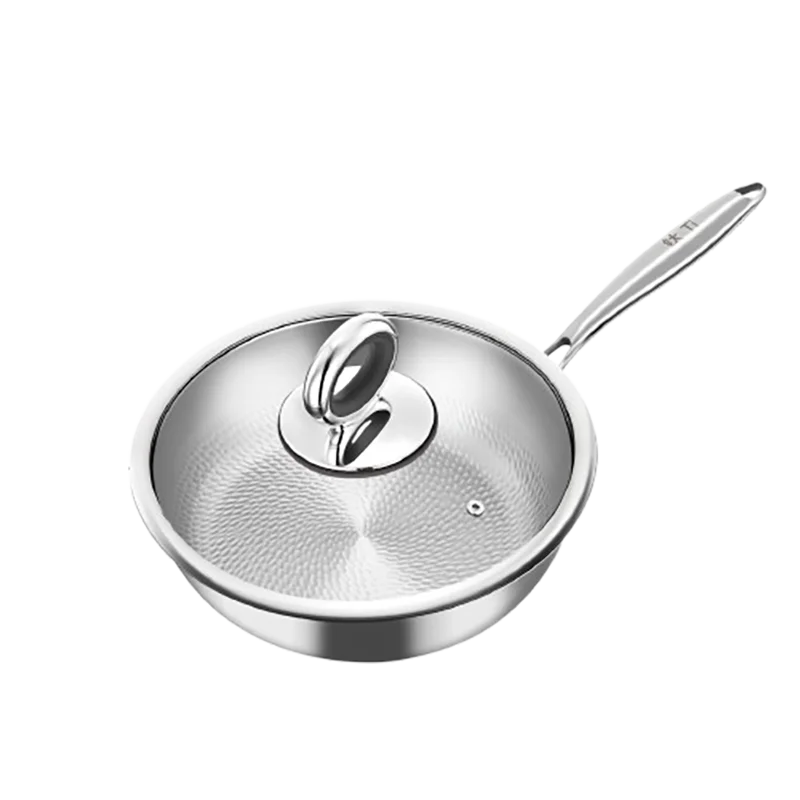 

KEGNQ 316 Stainless Steel Titanium Hammer Pattern Frying Pan Kitchen Cookware Non Stick Skillet for Kitchen Tools