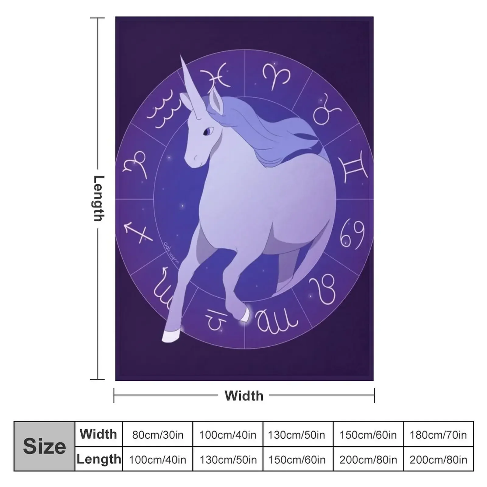 Horoscope Unicorn Throw Blanket couch cozy soft plush fuzzy picnic outdoor blanket