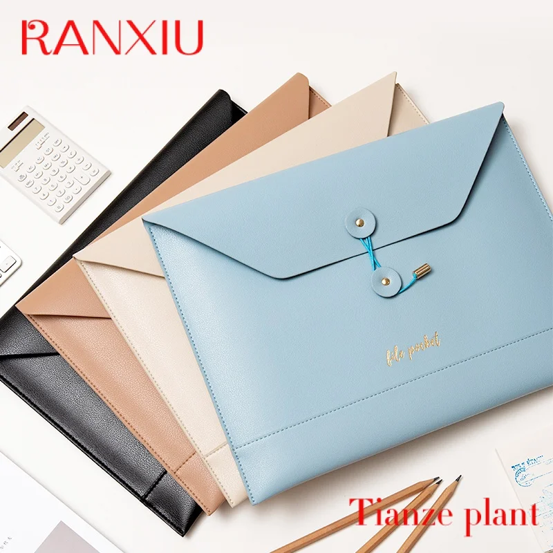 CustomCustom Logo File Organizer Holder Bag Suspension PU Leather A4 Elastic Closure Folder