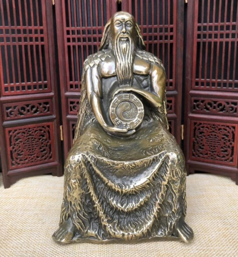 

China archaize brass Humanistic ancestor Fuxi crafts statue