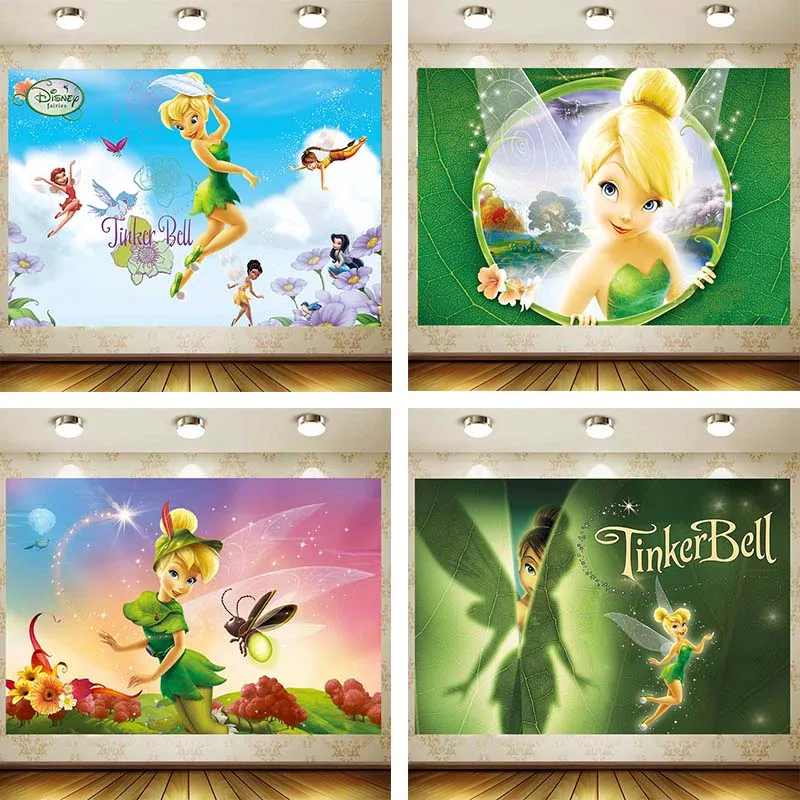 

Tinker Bell Background Birthday Party Supplies Silvermist Tapestry Genre Reveal Baby Shower Banner Wed Decor Home Garden Gift