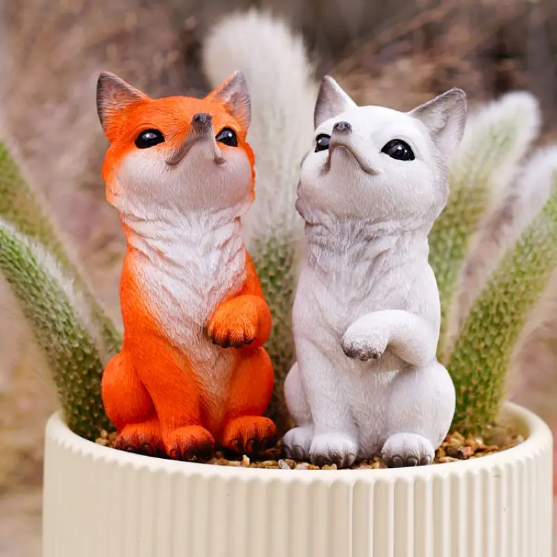 Cute Nine-Tailed Fox Column Succulent Micro Landscape Planter Decorations Ornaments Outdoor Flower Gardening Courtyard Aquascape