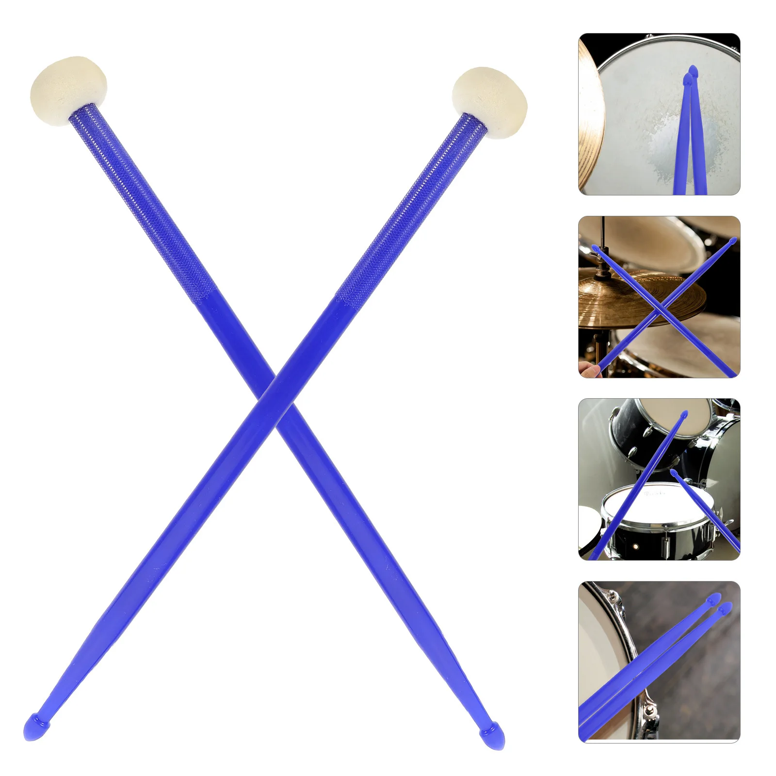 

1Pair Double-Ended Drum Sticks Professional Smooth Durable Felt Nylon Practice Percussion Stick Musical Instrument Accessory