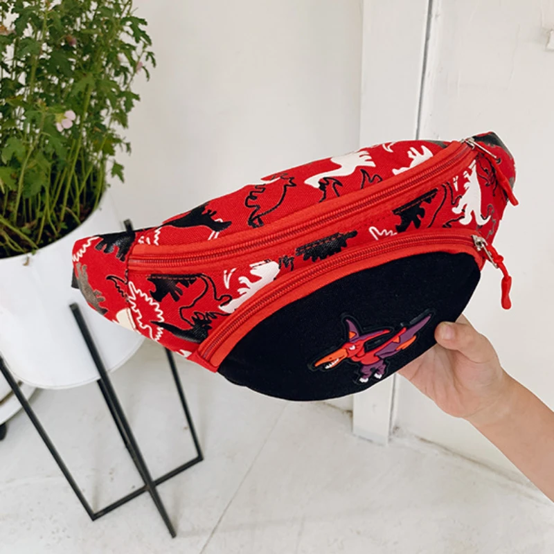 

2023 Fashion Cartoon Dinosaur Chest Waist Bag Phone Earphone Money Organizer Pouch Children's Storage Bags Waist Pack Belt Bags