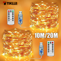5M/10M/20M USB LED String Lights Copper Silver Wire Garland Light Waterproof Fairy Lights For Christmas Wedding Party Decorative