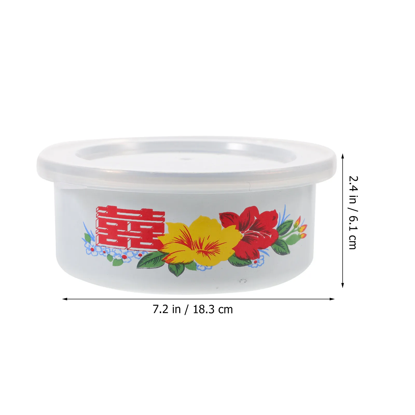 1Set Fresh Keeping Bowl Enamel Salad Noodle Bowl with Lid Food Storage Multi-Use Kitchen Supplies Lightweight Portable