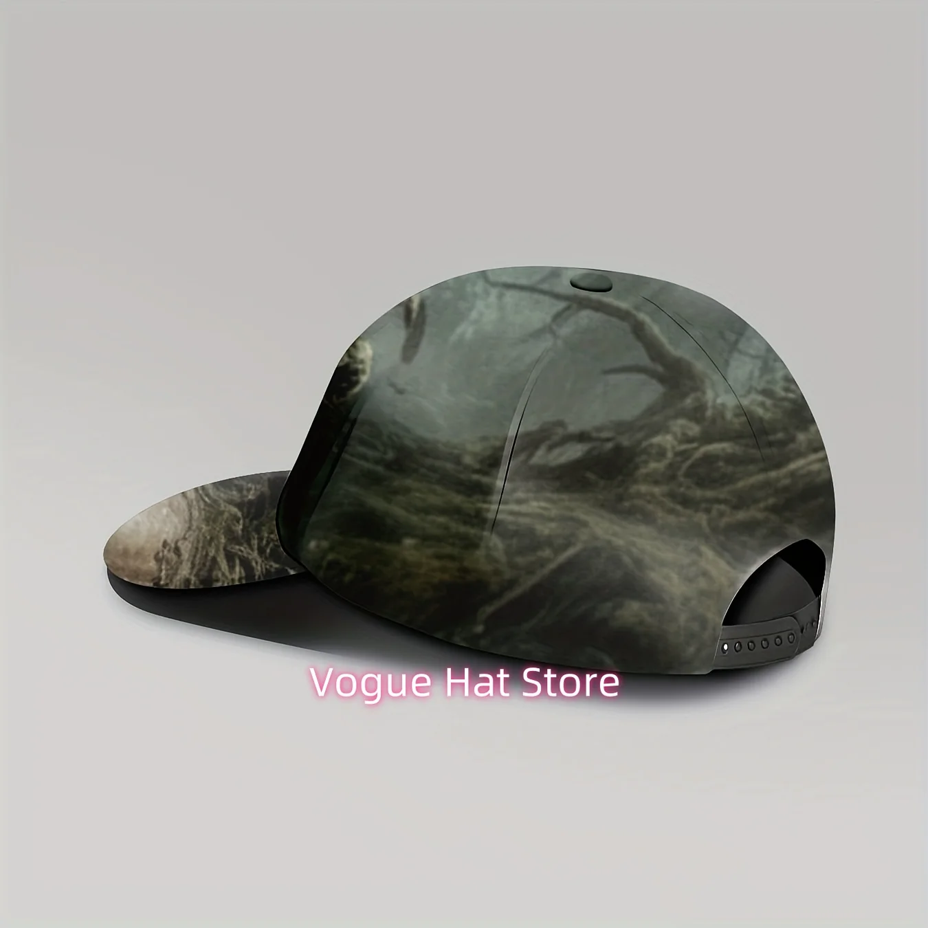 1pc Gothic Skull & Raven Printed Baseball Cap for Men & Women - Adjustable Blocking Full-Body Bat Wing & Skull Print, Lightweigh