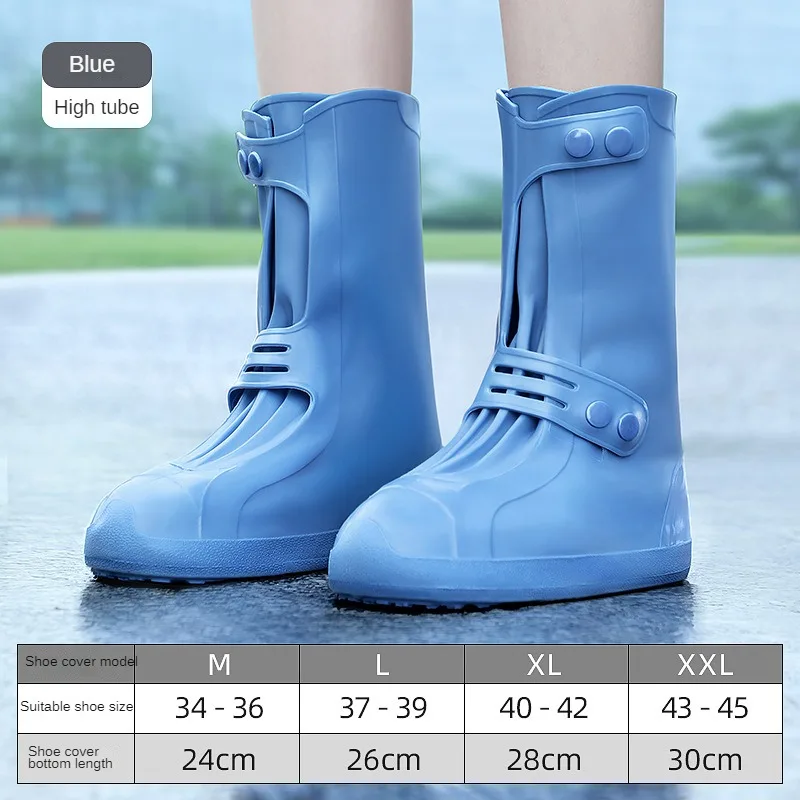 Waterproof Shoe Cover Silicone High Top Rain Boots Cover Non-slip Shoes Protector Outdoor Reusable Thickened Footwear WaterShoes