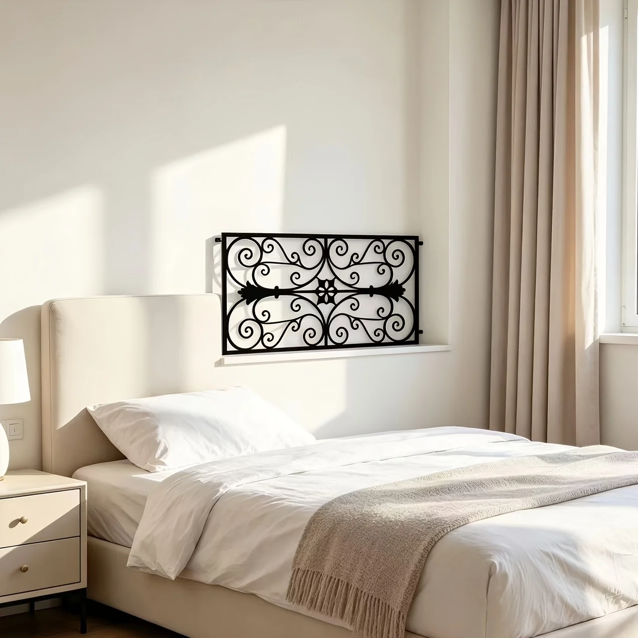 CIFBUY Iron Wall Art,2D Flat Laser Cut European Vintage Scroll Metal Hanging Sculpture,Rustproof Powder‑Coated Wall Decor