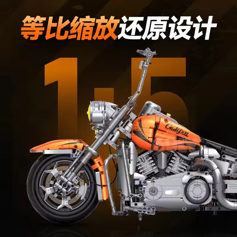 2392PCS MOC Technische Davidson 1:5 Softail Deluxe Motorfiets Model Bouwstenen Set Speelgoed voor Volwassenen Kinderen Geschenken