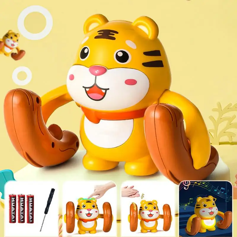 Moving Animal Toys For Kids Musical Tiger Light Up Toys Funny Movable Toy Cartoon Animal Toys For Enhances Hand-Eye Coordination